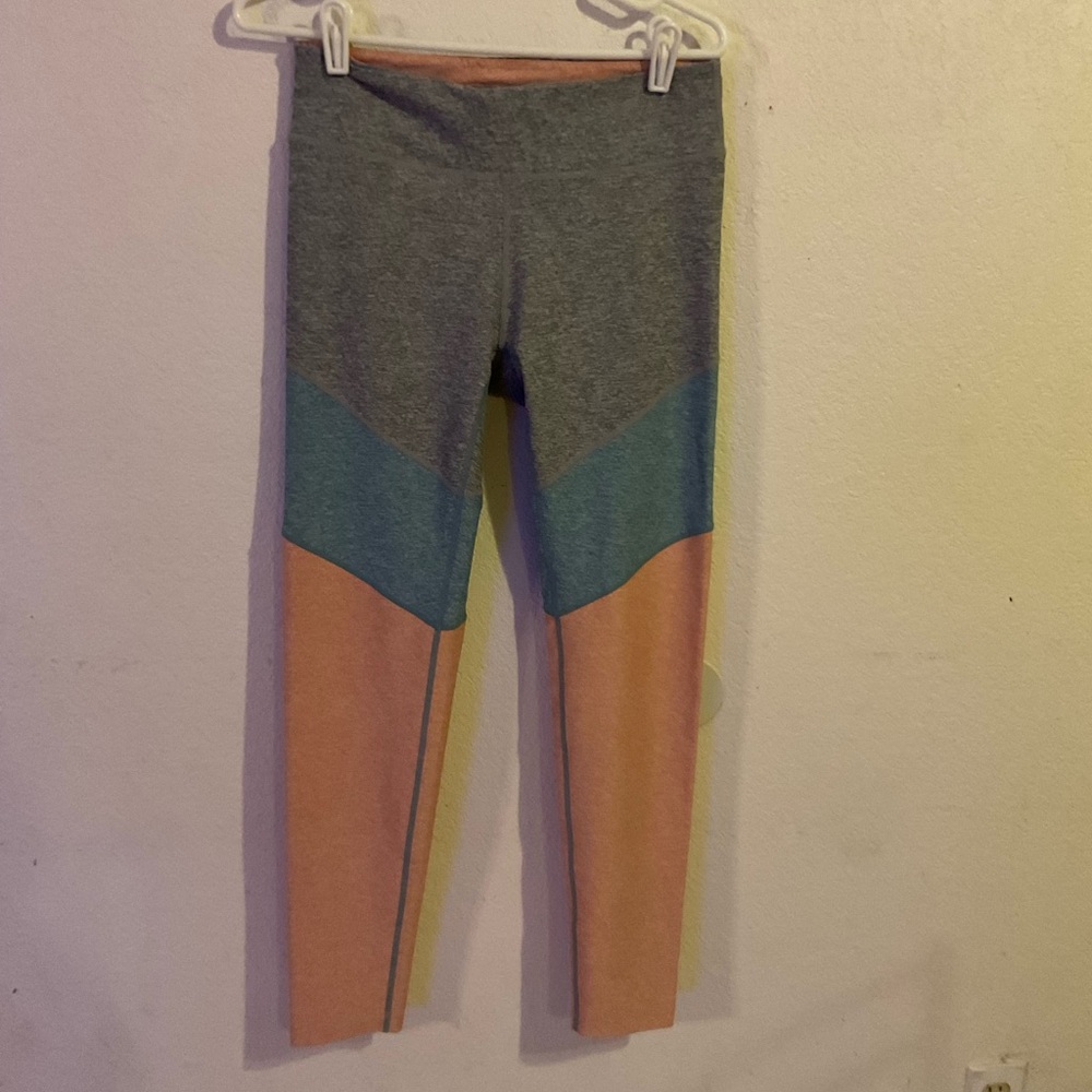 Outdoor Voices Leggings in Gray, Blue, and Orange